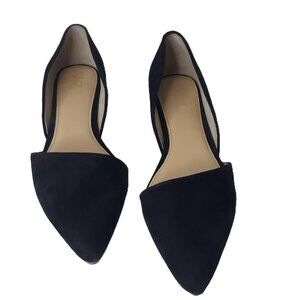 J. Crew Factory Black Suede Leather d'Orsay Flats 9 Pointed Toe